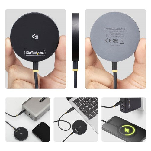 StarTech.com 1PB-WIRELESS-CHARGER mobile device charger Smartphone Black USB Wireless charging Indoor