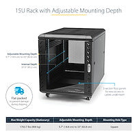 StarTech.com RK1536BKF rack cabinet 15U Freestanding rack Black