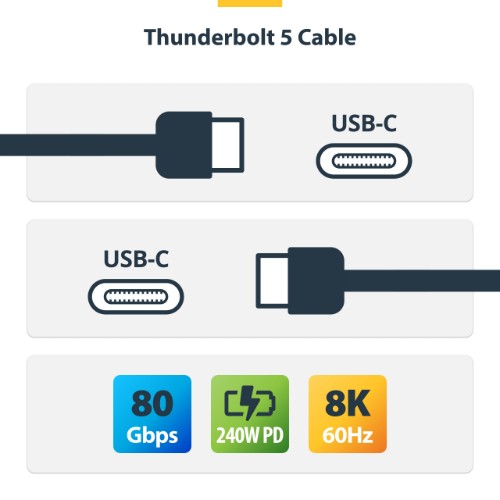StarTech.com TBLT5MM50CM240WWH Thunderbolt cable 19.7" (0.5 m) 120 Gbit/s White