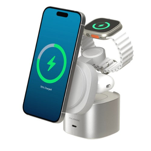 ALOGIC POWERPOD 4IN1 QI2 Smartphone, Headphones, Smartwatch White USB Wireless charging Fast charging Indoor
