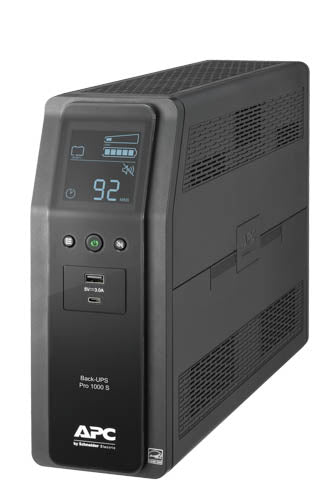 APC Back-UPS Pro, 1000VA/600W, Tower, 120V, 10x NEMA 5-15R outlets, Sine Wave, AVR, USB Type A + C ports, LCD, User