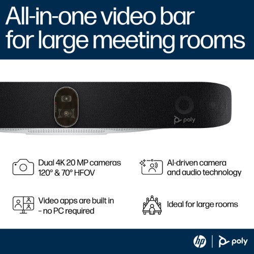 HP Poly Studio X72 All-In-One Video Bar TAA