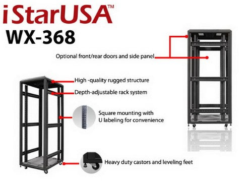 iStarUSA WX-368 rack cabinet 36U Freestanding rack Black