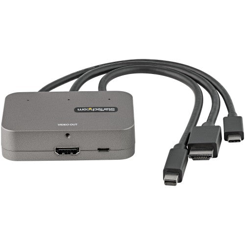 StarTech.com CDPHDMDP2HD video cable adapter 10.6" (0.27 m) HDMI + USB HDMI + Mini DisplayPort + USB Type-C Black, Silver
