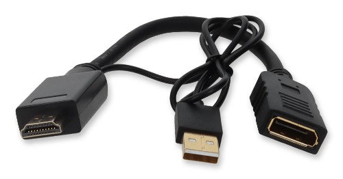 AddOn Networks HDMI2DPUSB video cable adapter 7.87" (0.2 m) HDMI Type A (Standard) DisplayPort Black