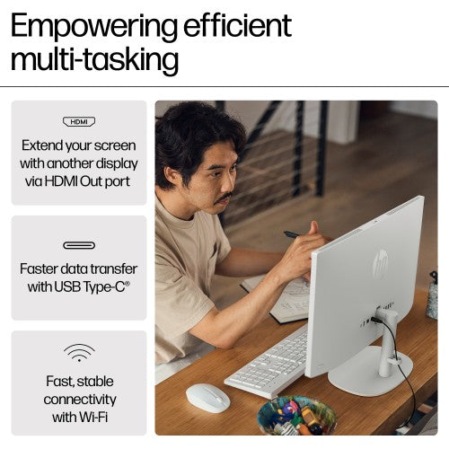 HP All-in-One Desktop 22-dg0340 N200 21.45" 1920 x 1080 pixels 8 GB DDR5-SDRAM Black