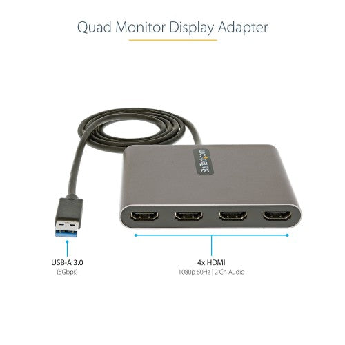 StarTech.com USB32HD4 USB graphics adapter 1920 x 1080 pixels Gray