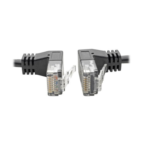 Tripp Lite Right-Angle Cat6 UTP Patch Cable (RJ45) - M/M, Gigabit, Snagless, Molded, Slim, Black, 0.31 m