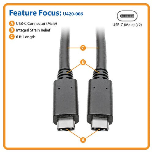Tripp Lite U420-006 USB cable USB 3.2 Gen 1 (3.1 Gen 1) 70.9" (1.8 m) USB C 5 Gbit/s Black