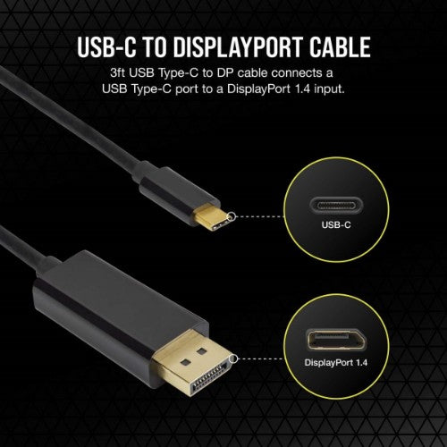 Corsair CU-9000005-WW video cable adapter 39.4" (1 m) USB Type-C DisplayPort Black