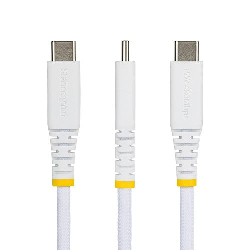 StarTech.com USB2AC3FBRWH USB cable USB 2.0 35.8" (0.91 m) USB A USB C 0.48 Gbit/s 15 W White