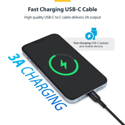 StarTech.com USB2CC10FBKE USB cable USB 2.0 118.1" (3 m) USB C 0.48 Gbit/s 60 W Black