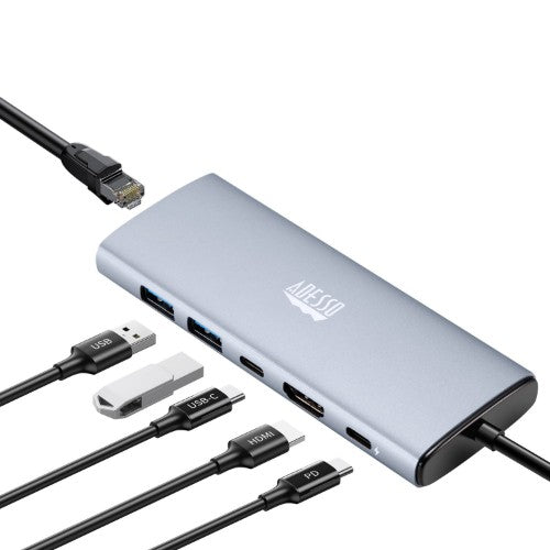 Adesso AUH-4035 laptop dock/port replicator Wired USB 3.2 Gen 2 (3.1 Gen 2) Type-C Aluminum