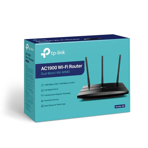 TP-Link Archer A8 wireless router Gigabit Ethernet Dual-band (2.4 GHz / 5 GHz) Black