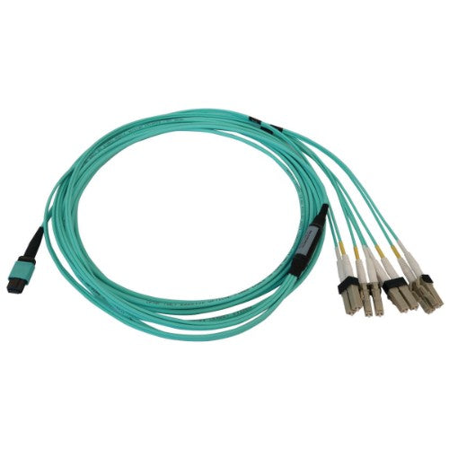 Tripp Lite N844X-05M-8L-P InfiniBand/fibre optic cable 196.9" (5 m) MPO/MTP 4x LC OFNR Aqua color, Beige, Black