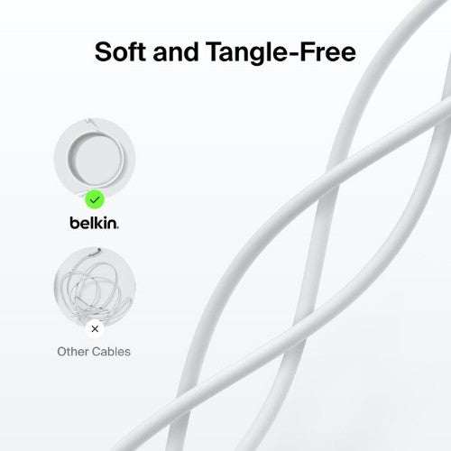 Belkin CAB021FQ1MWH USB cable 39.4" (1 m) USB A USB C 0.48 Gbit/s 15 W White