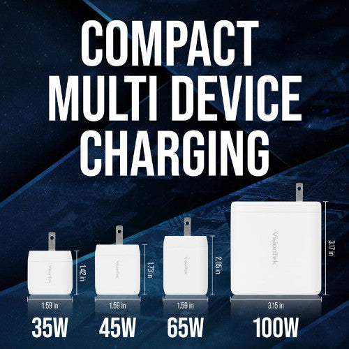 VisionTek 901536 mobile device charger Laptop, Smartphone, Tablet White AC Fast charging Indoor, Outdoor