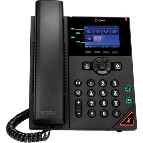 HP Poly VVX 250 4-Line IP Phone with PoE and Power Supply – Black