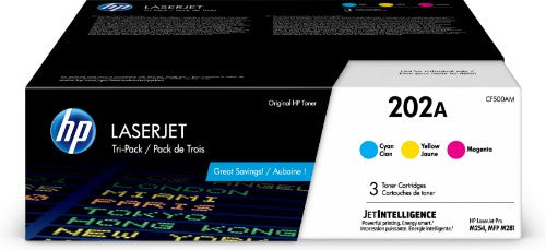 HP 202A 3-pack Cyan/Magenta/Yellow Original LaserJet Toner Cartridges