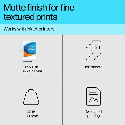 HP Professional Business Paper Matte 48 lb 8.5 x 11 in. (216 x 279 mm) 150 sheets