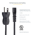 StarTech.com PXTMG10110 power cable Black 118.1" (3 m) NEMA 5-15P C13 coupler