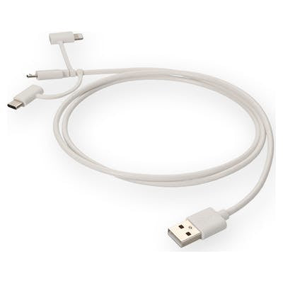 AddOn Networks USB2LGTCM1MW USB cable USB 2.0 39.4" (1 m) USB A USB C/Micro-USB B/Lightning White
