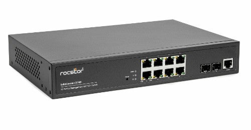 Rocstor SolidConnect SCM8 Managed L2 Gigabit Ethernet (10/100/1000) Power over Ethernet (PoE) Black