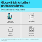 HP Professional Tri-Fold Business Paper Glossy 48 lb 8.5 x 11 in. (216 x 279 mm) 150 sheets