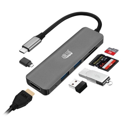 Adesso AUH-4020 laptop dock/port replicator Thunderbolt 3 Aluminum