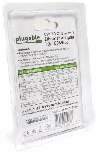 Plugable Technologies USB2-OTGE100 interface cards/adapter RJ-45